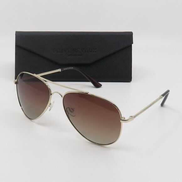 Prive Revaux New Polarized The Cali Gold/Brown Gradient Aviator Sunglasses - Picture 1 of 9